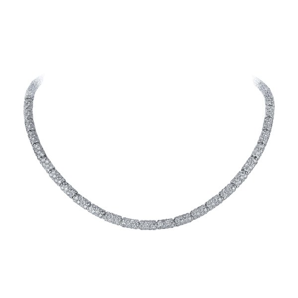 Micropav&eacute; Diamond Barrel Necklace In Platinum