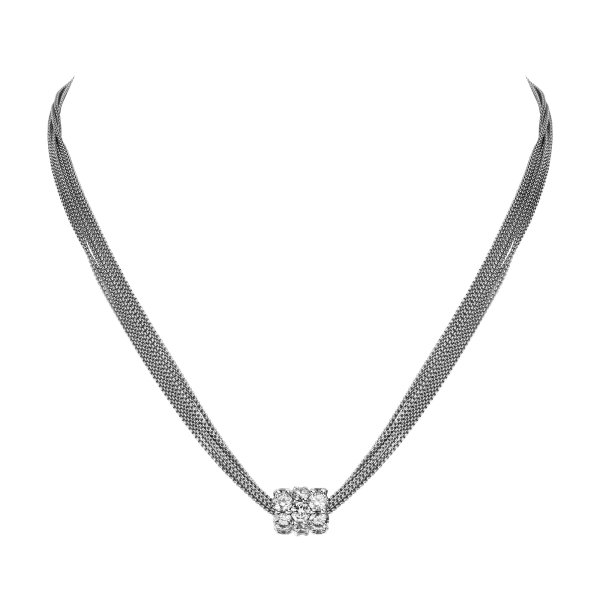 Micro Pav&eacute; Diamond Barrel Pendant Necklace