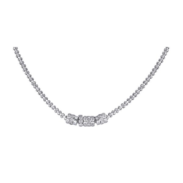 Micro Pav&eacute; Diamond Station Necklace In Platinum